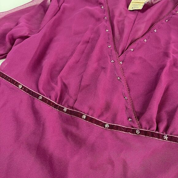 Faded Glory Y2K Babydoll Top Bell Sleeves Sz M Y2K Fairy Grunge Whimsigoth Sheer - Picture 9 of 11